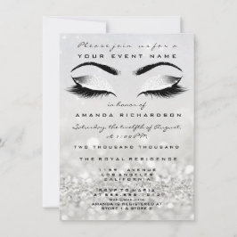 Convites Silver Makeup White Glitter 16º Chá de panela