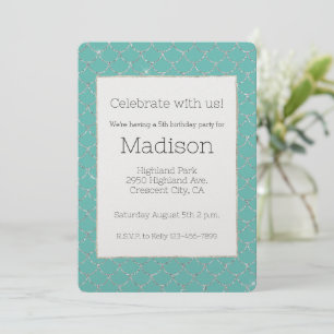 Convites Silver Mint Mermaid Birthday