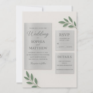 Convites Silver Mirror Acrylic Wedding Invitation Set with