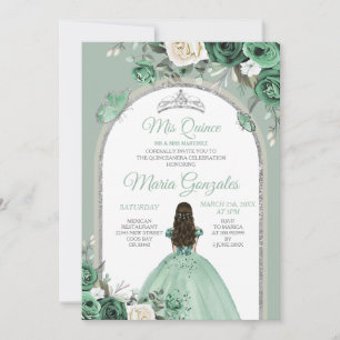 Convites Silver Mis Quince Dusty Green - Quinceañera