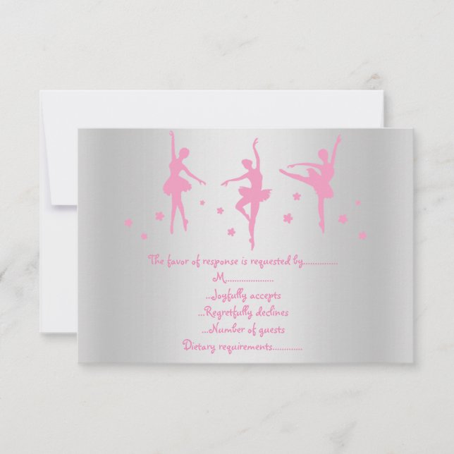 CONVITES SILVER PINK BALLERINA RSVP (Frente)