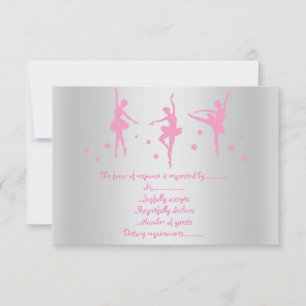 CONVITES SILVER PINK BALLERINA RSVP