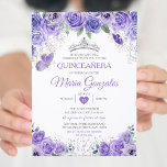 Convites Silver Quinceañera Purple Crown Borboleta Mexicana<br><div class="desc">Quinceañera Purple & Silver Crown Butterfly Mexicana Convite Mis Quince 15 Anos,  16º Aniversário, </div>