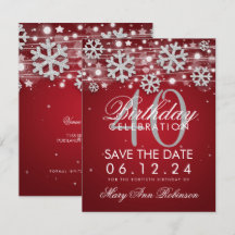 Silver Red aniversário de 40 anos Save Date Winter