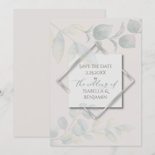 Convites Silver Sage Eucalyptus Guarde a Data 2