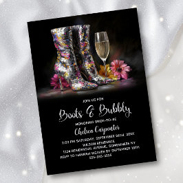 Convites Silver Sequin Boots and Bubbly Bridal Shower