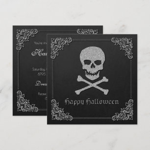 Convites Silver Skull e Crossbones Halloween