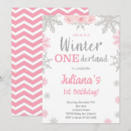 Convites Silver Snowflake Winter Wonderland Birthday Invite