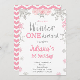 Convites Silver Snowflake Winter Wonderland Birthday Invite