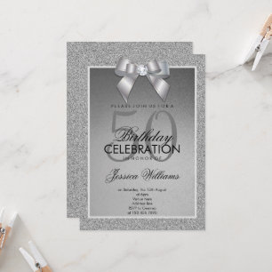 Convites Silver Sparkle e Na moda Gem Aniversário