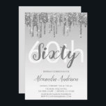 Convites Silver Sparkle Glitter 60ª Festa de aniversário<br><div class="desc">Silver Sparkle e Colher Glitter Ombre Girly Festa de aniversário 60º Convite de aniversário. Este moderno convite de 60 anos é perfeito para o moderno Sparkle Glitter Girly Party,  que quer comemorar no estilo. Entre em contato com o designer para encontrar itens personalizados correspondentes.</div>