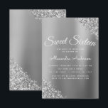 Convites Silver Sparkle Glitter Doce Dezesseis Aniversário<br><div class="desc">Convite de aniversário 16 De Folha Metálica De Silver De Luxo Faux Glitter. Este é o perfeito 16 anos de Aniversário convite para uma Festa de aniversário de Garotas Moderna e Elegante. Entre em contato com o designer para encontrar itens personalizados correspondentes.</div>