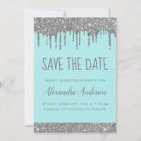 Silver Sparkle Glitter Sweet 16 Salve a data