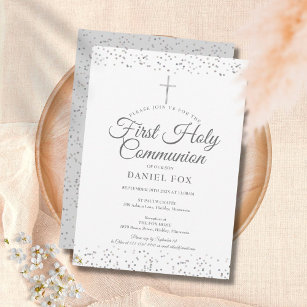 Convites Silver Stardust First Holy Communion