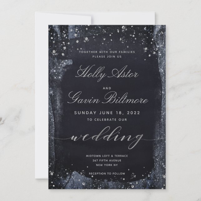Convites Silver Starry Night Invitation Suite (Frente)