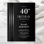 Convites Silver Striped Black Grey 40th Birthday Party<br><div class="desc">Invite your friends and loved ones to your birthday celebration with this modern silver striped black and grey 40th birthday party invitation. The customizable text area in this invitation template allows you to include all the necessary details for your special birthday celebration, including the date, time, venue, and RSVP information....</div>