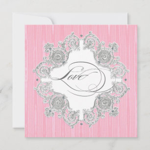 Convites Silver Swirl Moire - Casamento Formal de Cinzas Ro