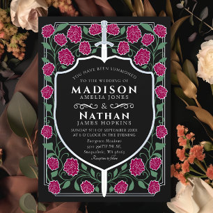 Convites Silver Sword Shield Fantasy Casamento Monograma