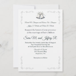 Convites Silver Wedding Bells Wedding Invitation