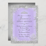 Convites Silver Winter Wonderland púrpura 16 Invite<br><div class="desc">Silver & Purple Sweet 16 Aniversário. Floco de neve bonito e design de tiara. Notem,  por favor,  que todas as imagens planas não têm joias reais!</div>