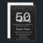 Convites SilverGlitter 50 e Fabulosa 50 Festas de aniversár<br><div class="desc">Este design foi criado através da arte digital. Pode ser personalizado na área fornecer ou personalizar escolhendo o clique para personalizar mais opções e alterando o nome, as iniciais ou as palavras. Você também pode alterar a cor e o estilo do texto ou excluir o texto de um design de...</div>