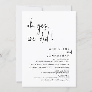 Convites Sim, Fizemos, Festa De Dança De Elopemento De Casa