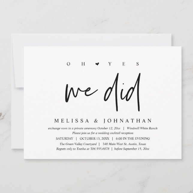 Convites Sim, fizemos, Recepção de casamento Janta Dançando (Frente)