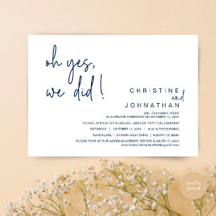 Convites Sim, Nós Fizemos, Elopemento De Casamento, Azul Ma