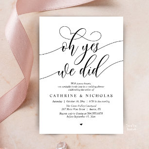 Convites Sim, Nós Fizemos, Jantar de Casamento Intimo Moder