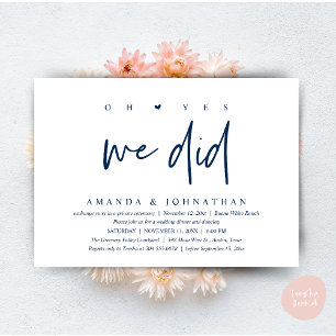 Convites Sim, Nós Fizemos, Jantar de Casamento Intimo Moder