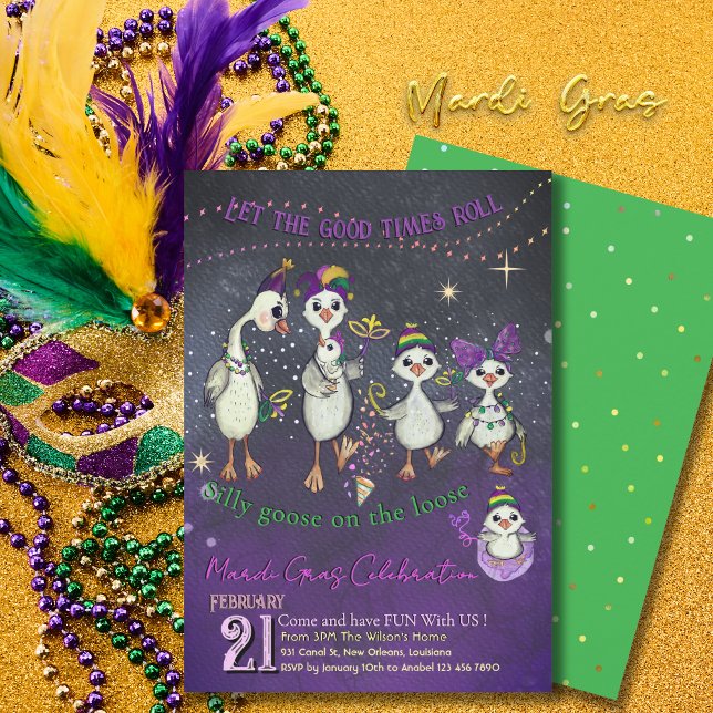 Convites Simbolismo tradicional do Mardi Gras com um ganso  (Traditional Mardi Gras symbolism with a goose Invitation)
