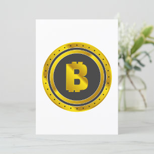 Convites Símbolo Bitcoin de Ouro Moeda Digital