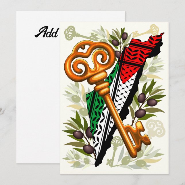 Convites Símbolo chave palestino do direito de retorno (Frente/Verso)