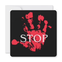 Símbolo de Alerta "STOP" com Impressão de Mão Verm