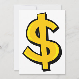 Convites Símbolo de Dólar Dourado em Negrito Amarelo de Din