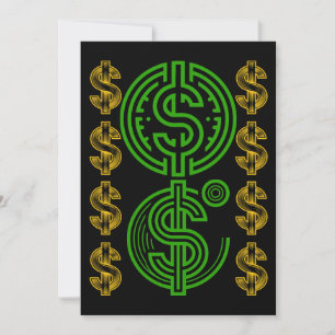 Convites Símbolo de Dólar Verde - Ícone de Dólar Dourado