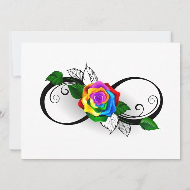 Convites Símbolo de Infinito com Rosa Arco-íris (Frente)