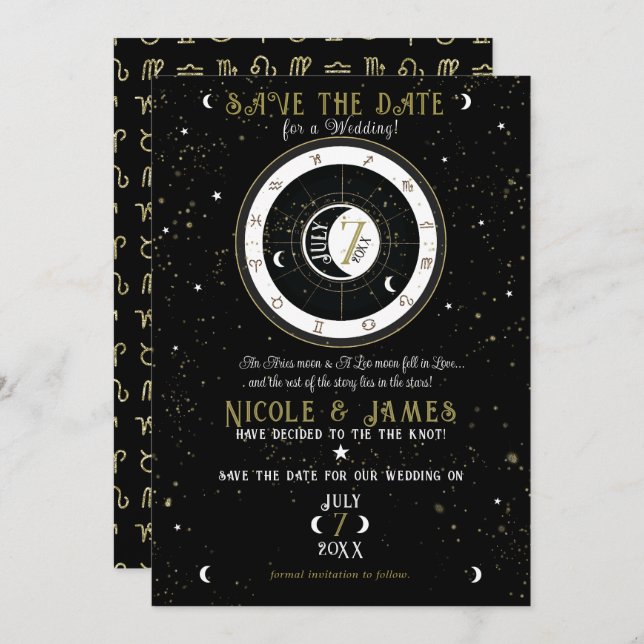 Convites Símbolo de Lua Zodiac da Astrologia Personalizada  (Frente/Verso)