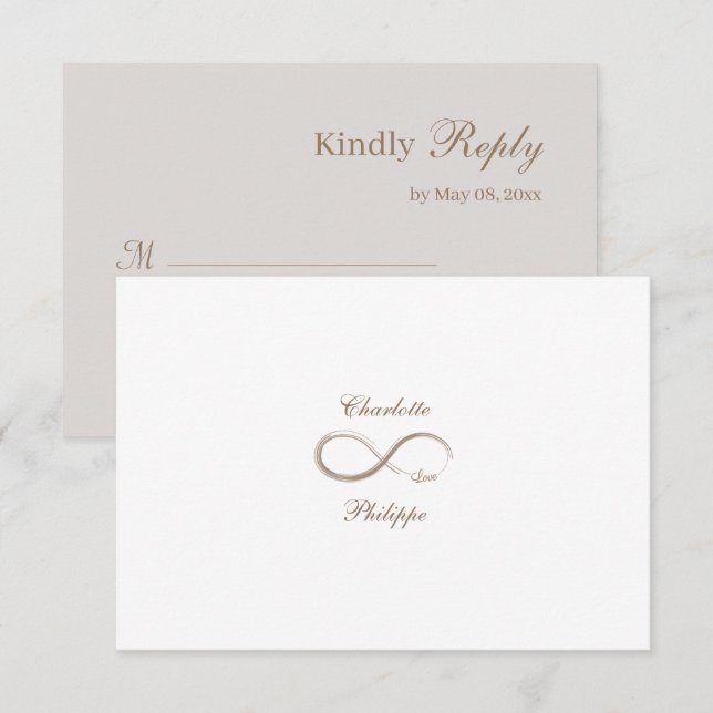 Convites Símbolo do Infinito Branco Cinza Dourado Casamento (Frente/Verso)