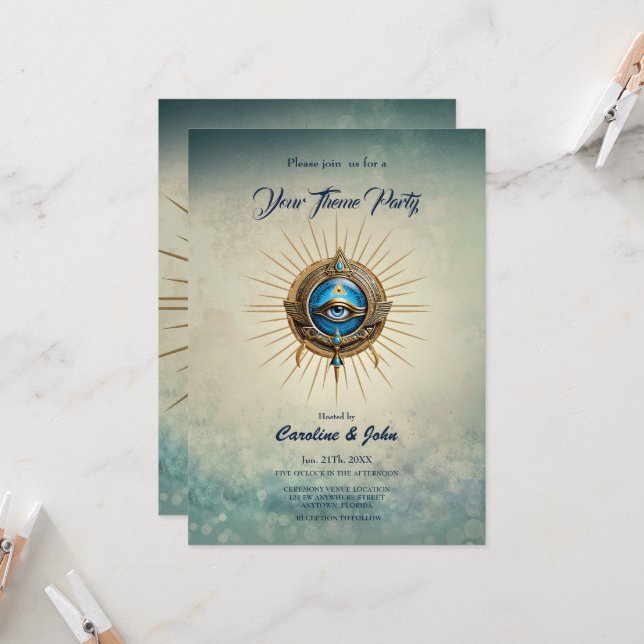 Convites Símbolo do olho do Egito, (Frente/Verso In Situ)