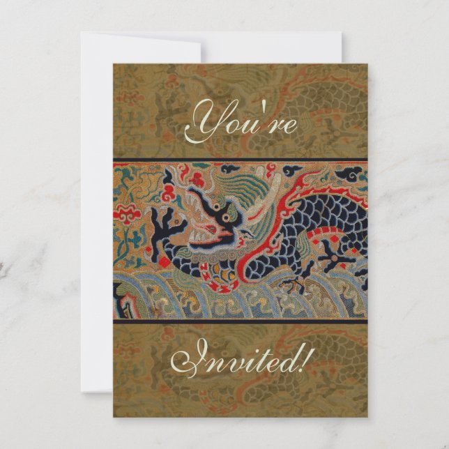 Convites Símbolo Dragão Chinês Antiquado Asiático (Frente)