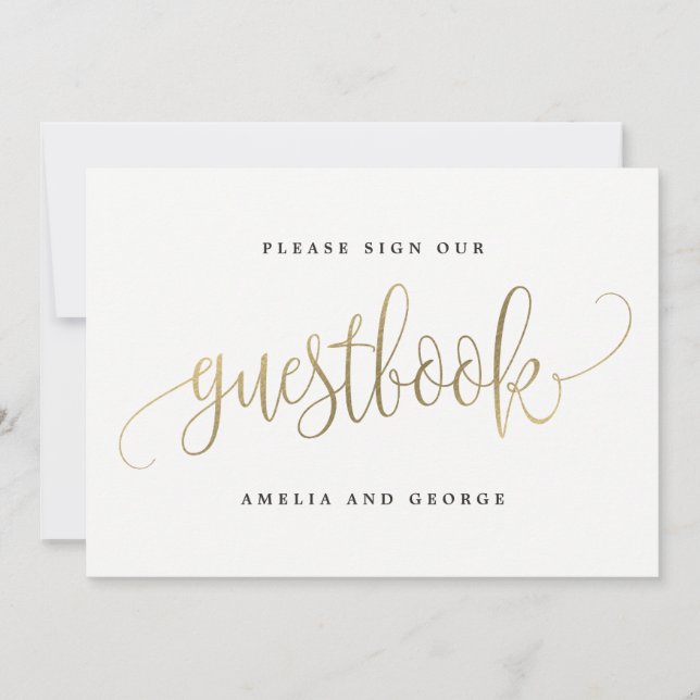 Convites Símbolo Guestbook - Linda Caligrafia (Frente)