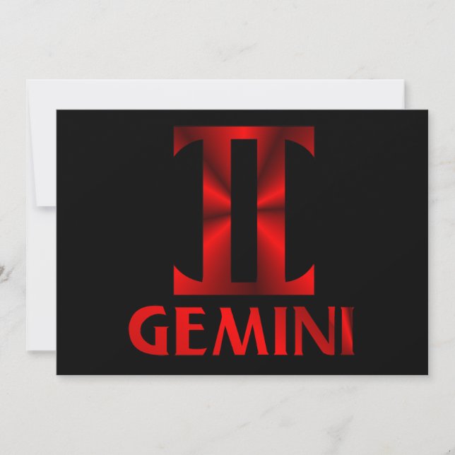 Convites Símbolo Horoscópio Vermelho Gemini (Frente)