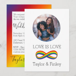 Convites Símbolo Infinito Casamento LGBT Personalizado do A