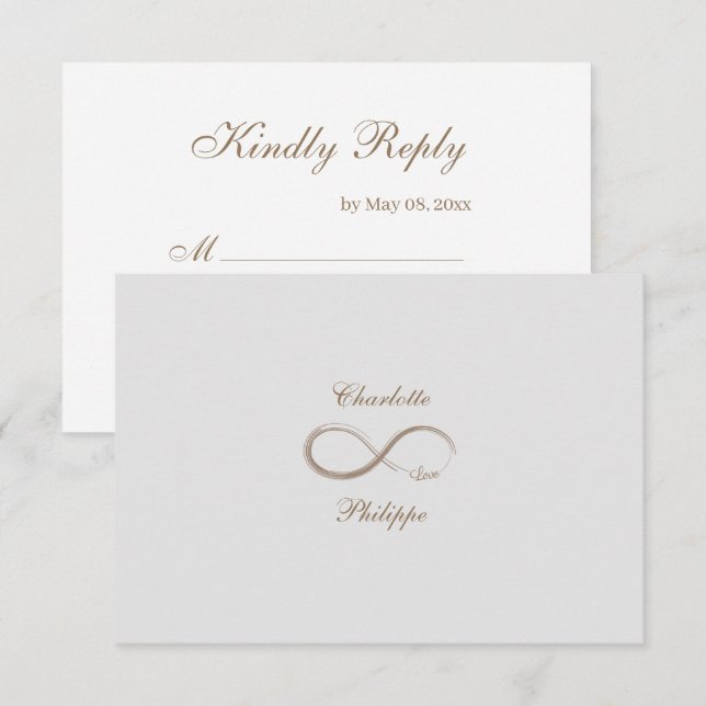 Convites Símbolo Infinito Dourado Branco Cinza Casamento RS (Frente/Verso)