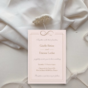 Convites Símbolo Infinito Monograma Blush Cinza Rosa Casame