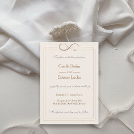 Convites Símbolo Infinito Monograma Champagne Casamento Bra