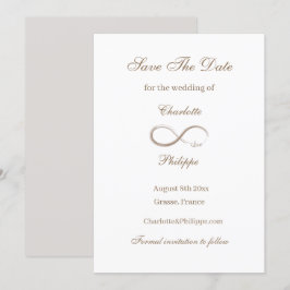 Convites Símbolo Infinito Ouro Branco Salvar Data Casamento
