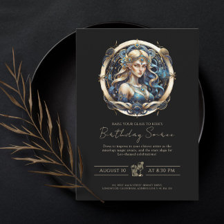 Convites Símbolo Maiden Star Clássico Azul Dourado Virgo