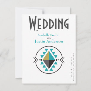 Convites Símbolo Nativo Asteca Casamento Branco
